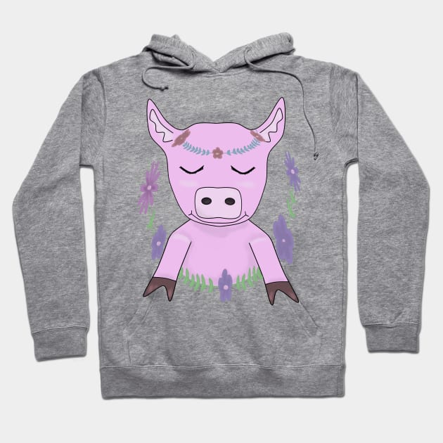 Cute pig with flowers Hoodie by Antiope